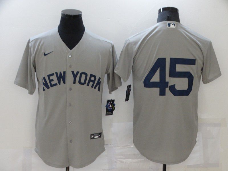 Men New York Yankees #45 No Name Grey Game 2021 Nike MLB Jersey